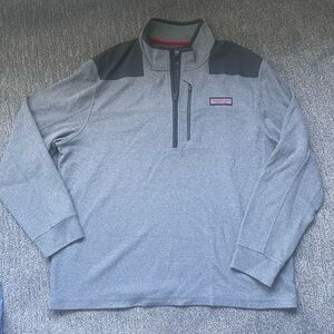 Vineyard Vines Pullover Men's Extra Large Grey Gray Shep Shirt Zip XL